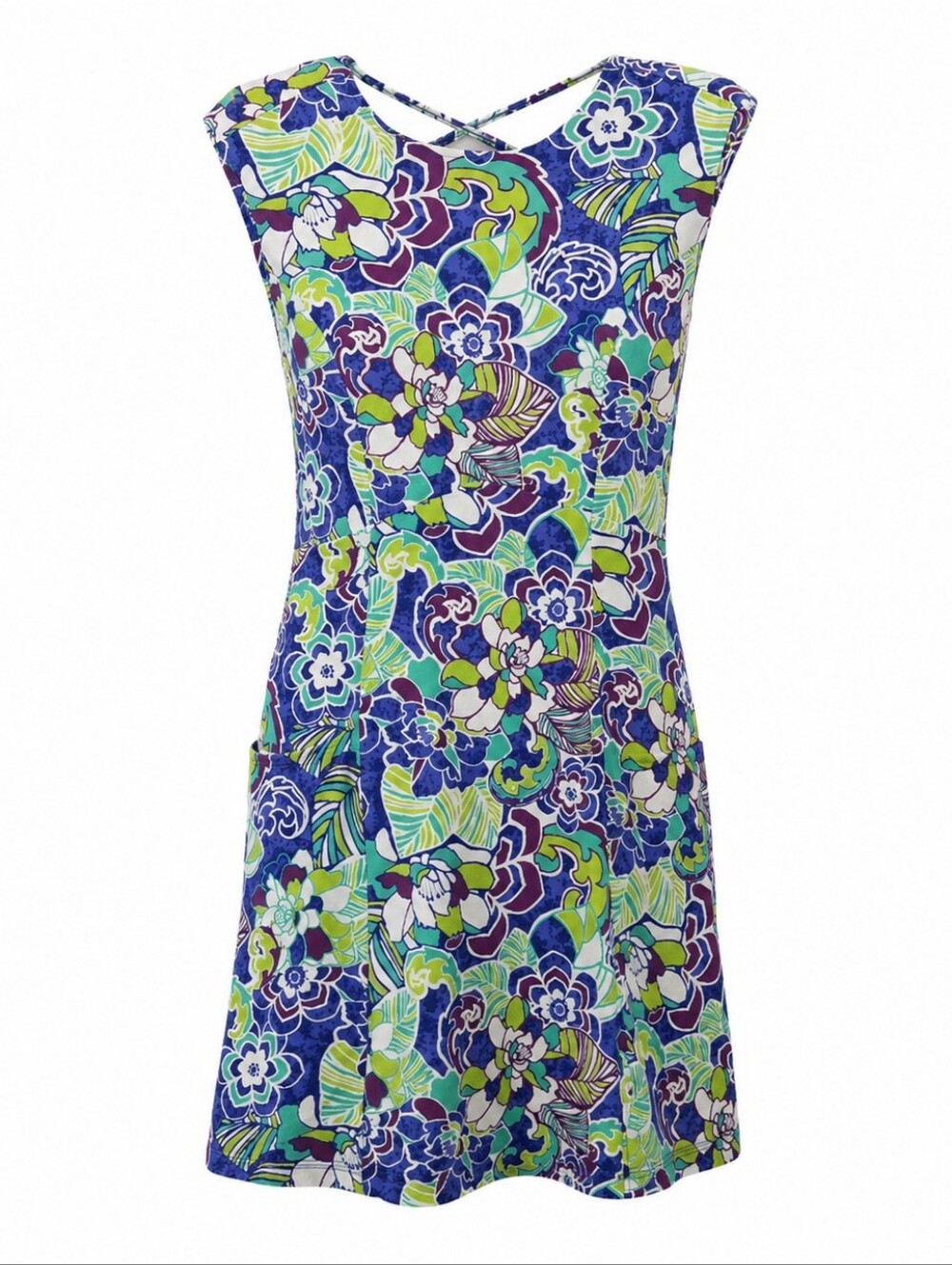 Title Nine NWT Athletic Sport Diamalete Dress Size L Floral Pocket Stretch